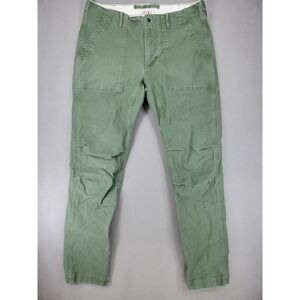 Relwen Military Chino Pants Men 34 Olive Green Fatigue Slim Tapered Stretch Army